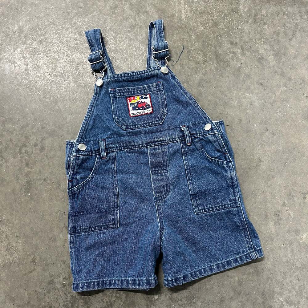 Vintage Big Trucking Co. Denim Overall Shorts Kids 2T
